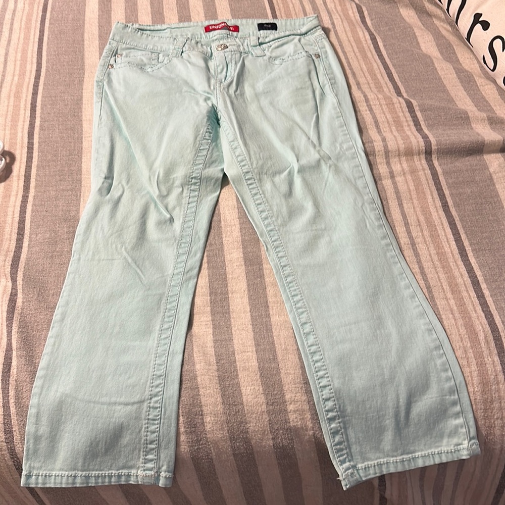 Unionbay Crop Jeans Aqua Color Size 9 Juniors